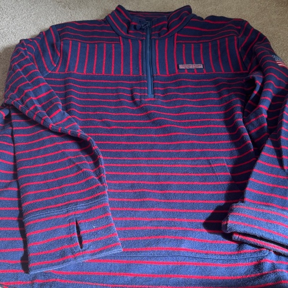 Vineyard Vines Tops - Women’s Striped Sweatshirt- Navy and Red